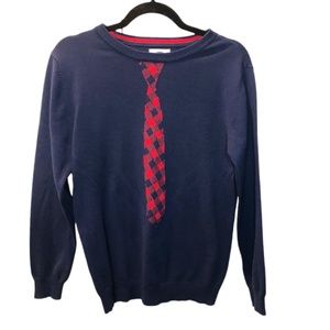 Boys cotton sweater with woven in necktie